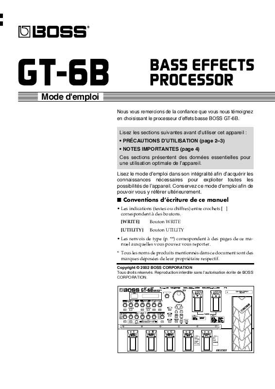 Guide utilisation BOSS GT-6B  de la marque BOSS