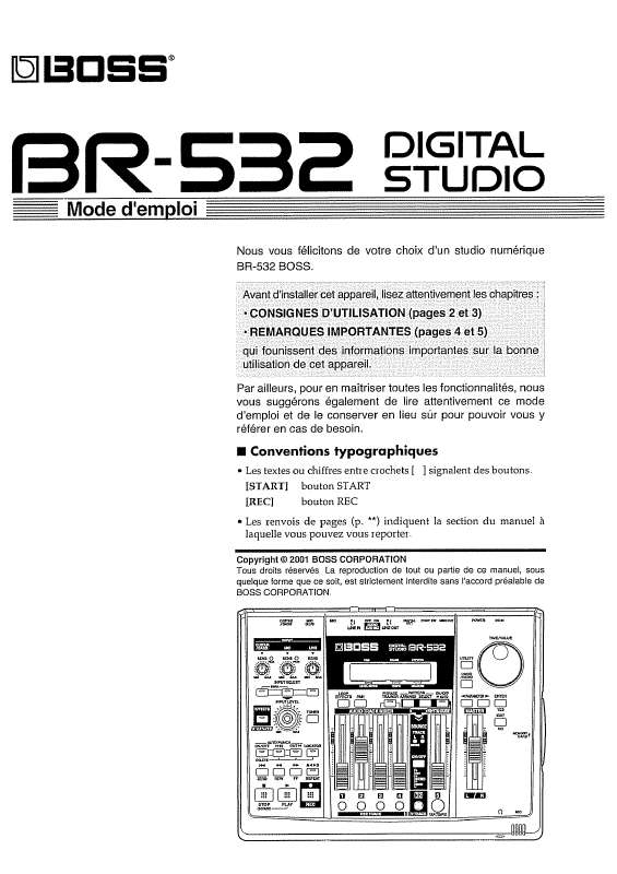Guide utilisation BOSS BR-532  de la marque BOSS