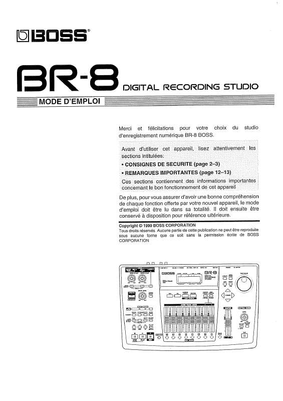 Guide utilisation BOSS BR-8  de la marque BOSS
