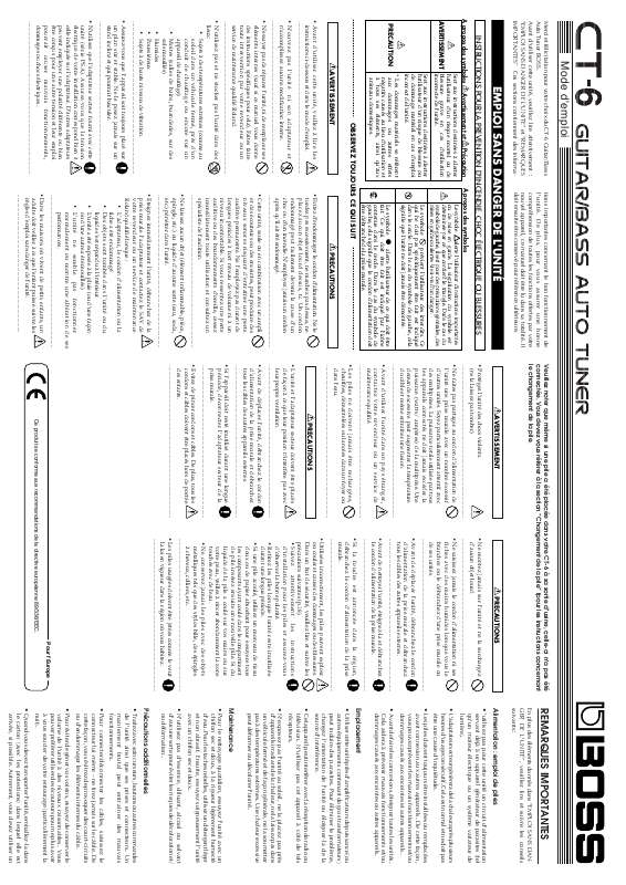 Guide utilisation BOSS CT-6  de la marque BOSS