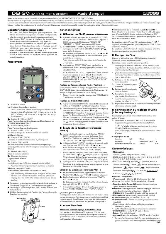Guide utilisation BOSS DB-30  de la marque BOSS