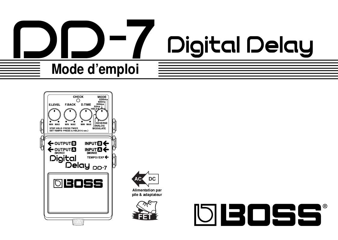Guide utilisation BOSS DD-7  de la marque BOSS