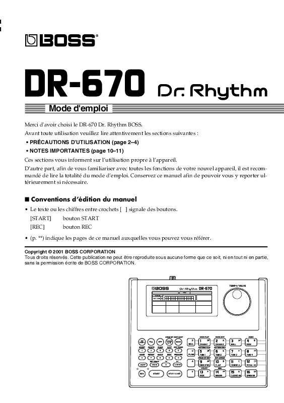 Guide utilisation BOSS DR-670  de la marque BOSS