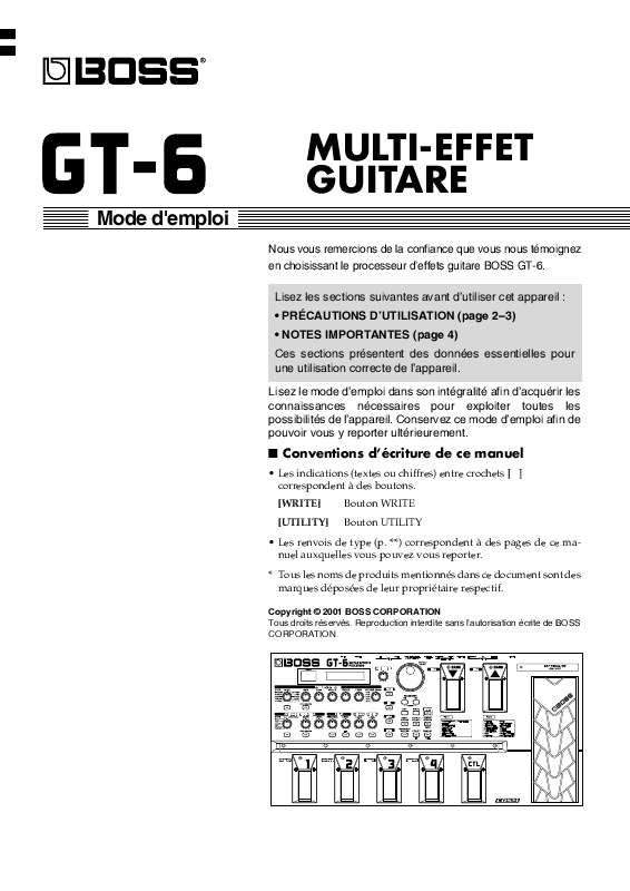Guide utilisation BOSS GT-6  de la marque BOSS