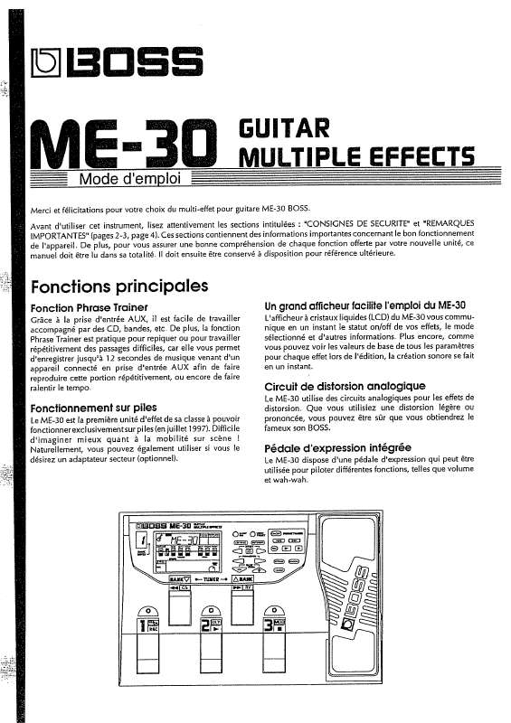 Guide utilisation BOSS ME-30  de la marque BOSS