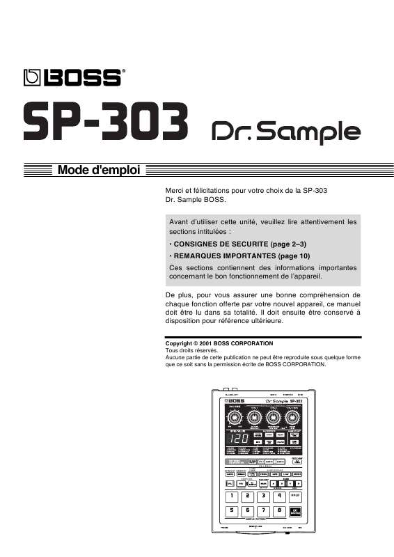 Guide utilisation BOSS SP-303  de la marque BOSS