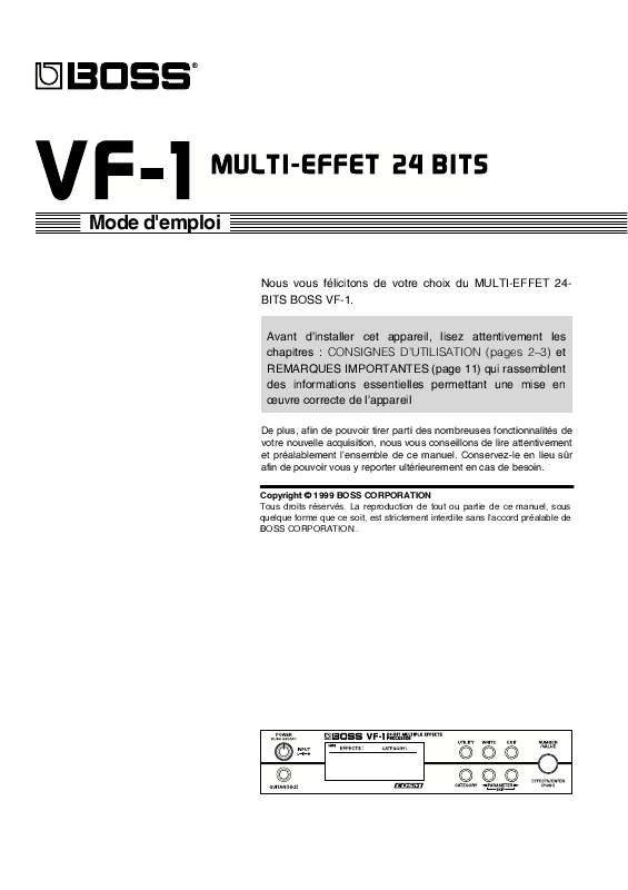 Guide utilisation BOSS VF-1  de la marque BOSS