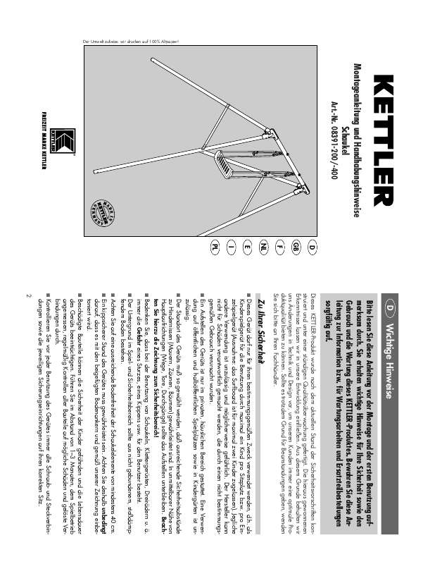 Guide utilisation  KETTLER SCHAUKEL 8391-200  de la marque KETTLER