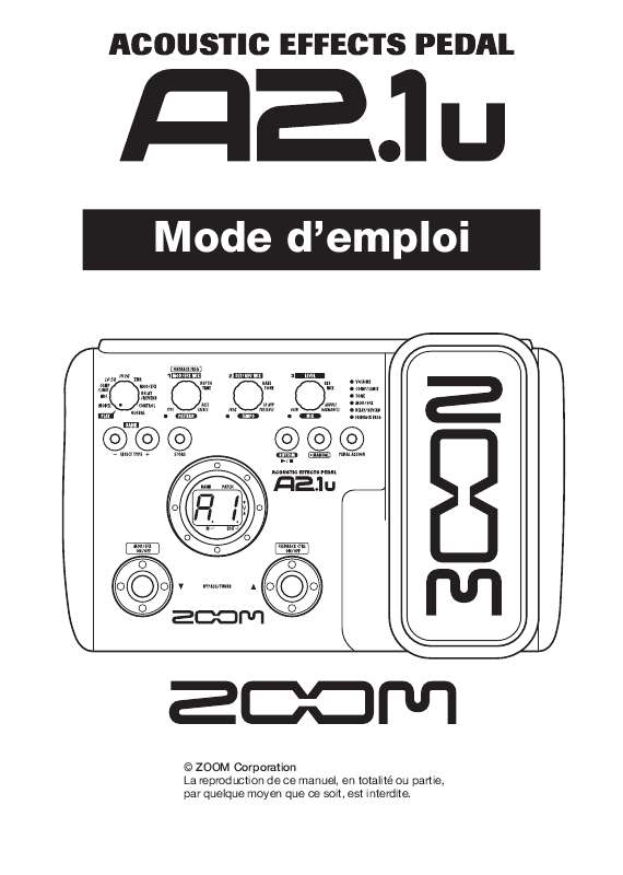 Guide utilisation  ZOOM A2.1U  de la marque ZOOM