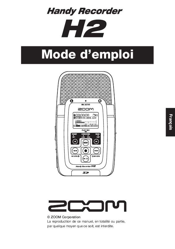 Guide utilisation ZOOM H2  de la marque ZOOM
