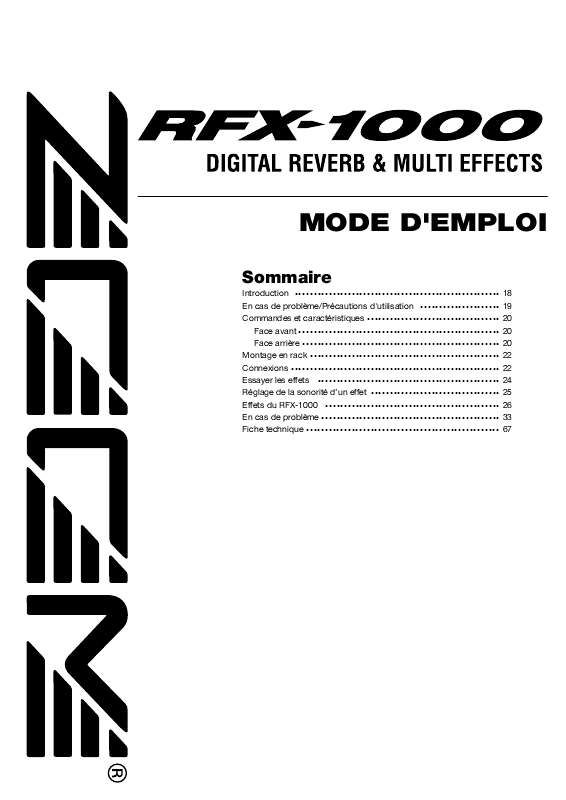Guide utilisation  ZOOM RFX-1000  de la marque ZOOM