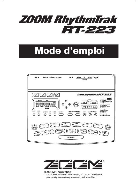 Guide utilisation  ZOOM RT-223  de la marque ZOOM