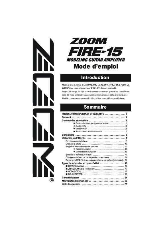 Guide utilisation  ZOOM FIRE15  de la marque ZOOM