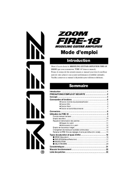 Guide utilisation  ZOOM FIRE18  de la marque ZOOM