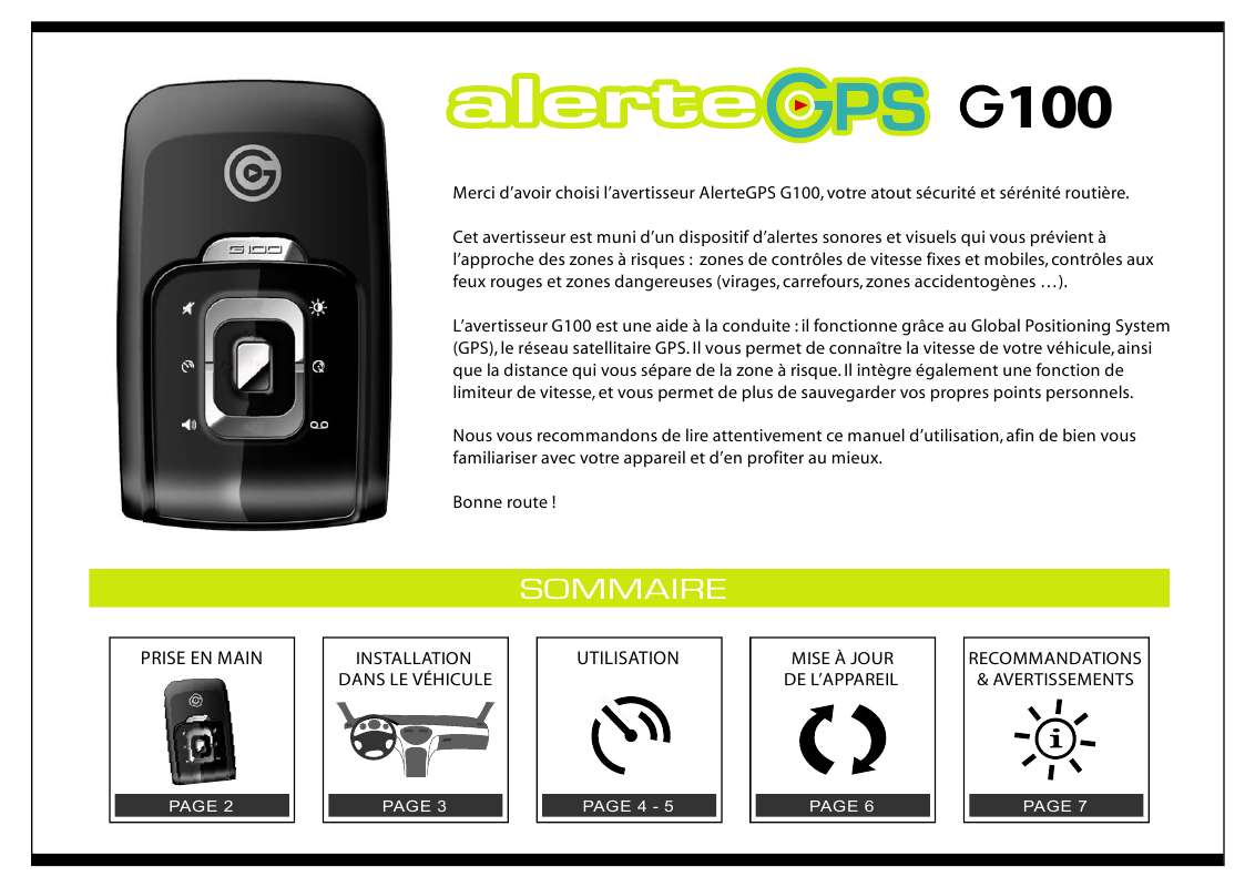 Guide utilisation ALERTEGPS G100  de la marque ALERTEGPS