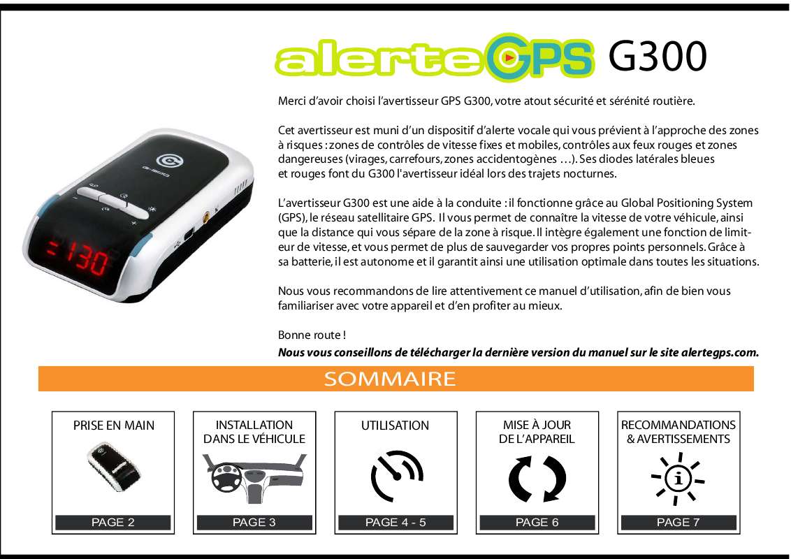Guide utilisation ALERTEGPS G300  de la marque ALERTEGPS