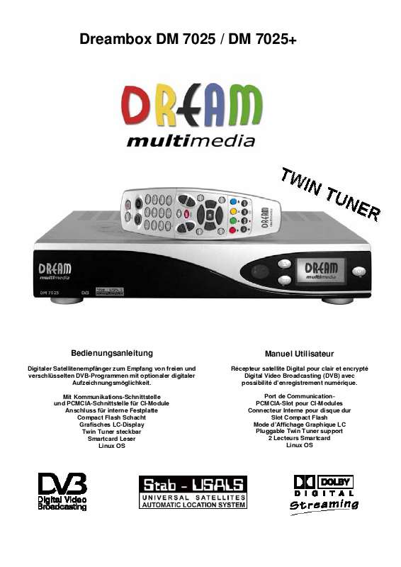 Guide utilisation DREAM MULTIMEDIA DM7025 PLUS  de la marque DREAM MULTIMEDIA