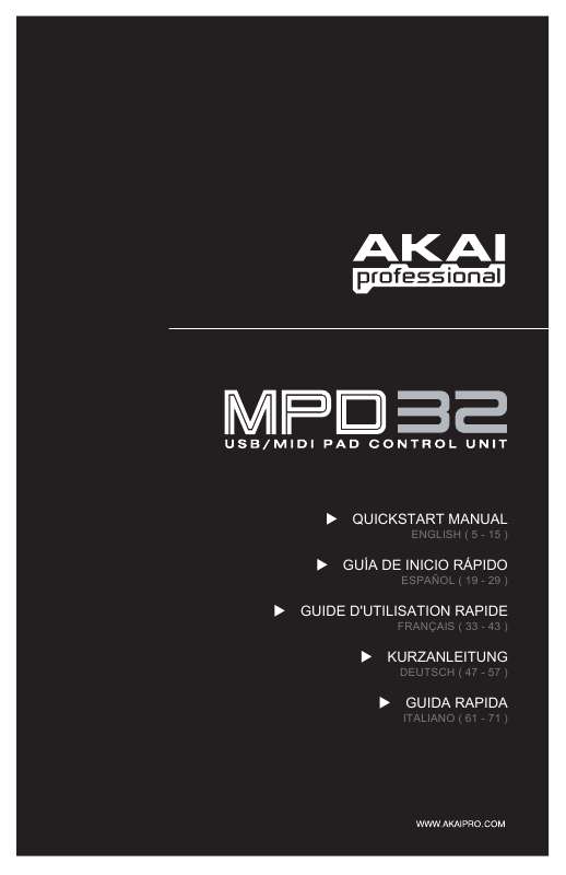 Guide utilisation  AKAI MPD32  de la marque AKAI