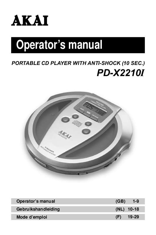 Guide utilisation  AKAI PDX2210I-TOP  de la marque AKAI