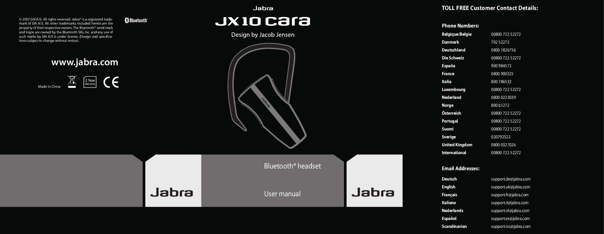 Guide utilisation JABRA JX10 CARA  de la marque JABRA