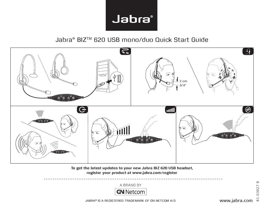 Guide utilisation JABRA BIZ 620 USB MONO  de la marque JABRA