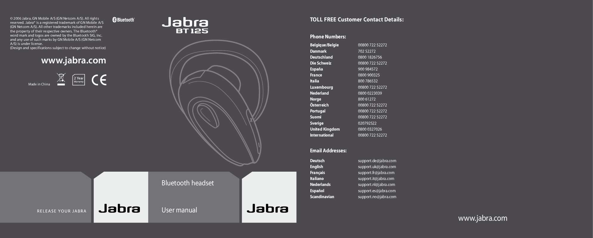 Guide utilisation JABRA BT 125  de la marque JABRA