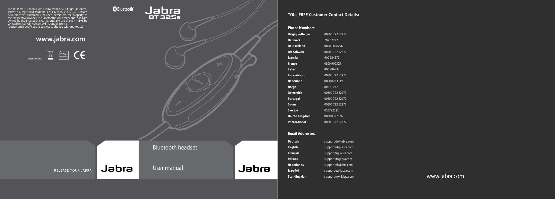 Guide utilisation JABRA BT325S  de la marque JABRA