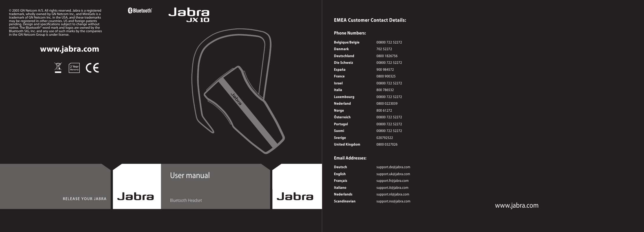 Guide utilisation JABRA JX 10  de la marque JABRA
