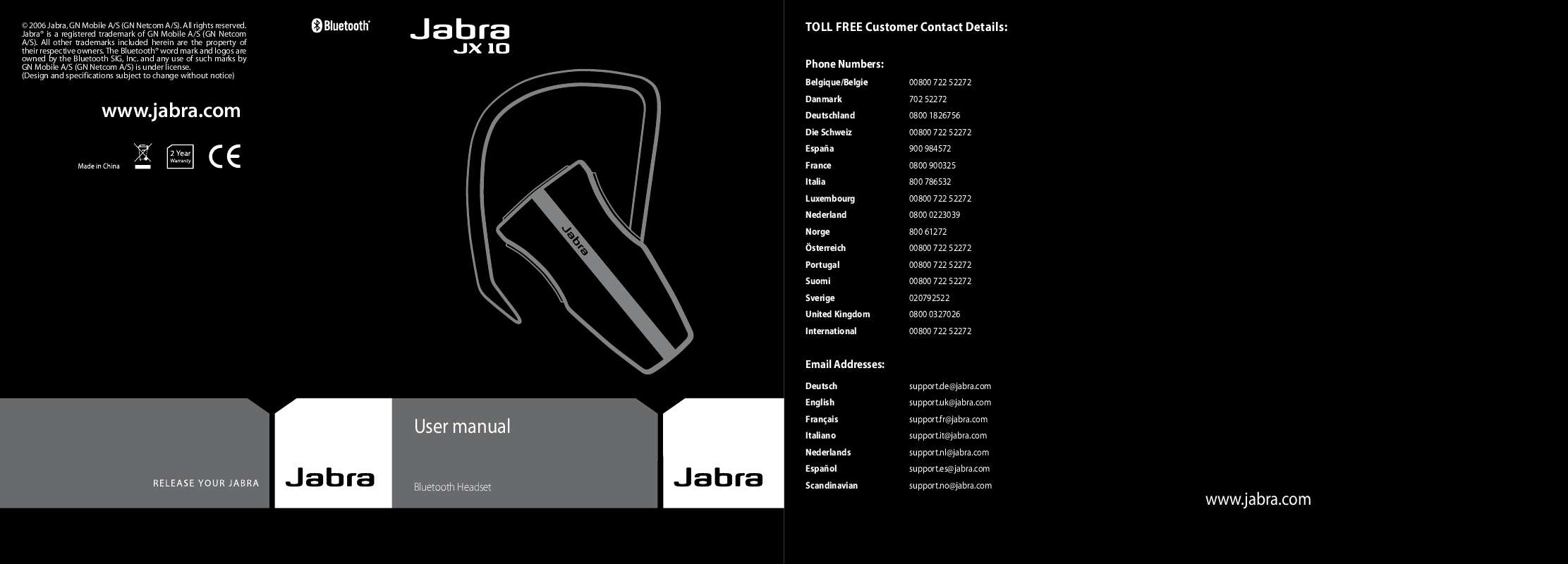 Guide utilisation JABRA JX-10 SERIE II  de la marque JABRA