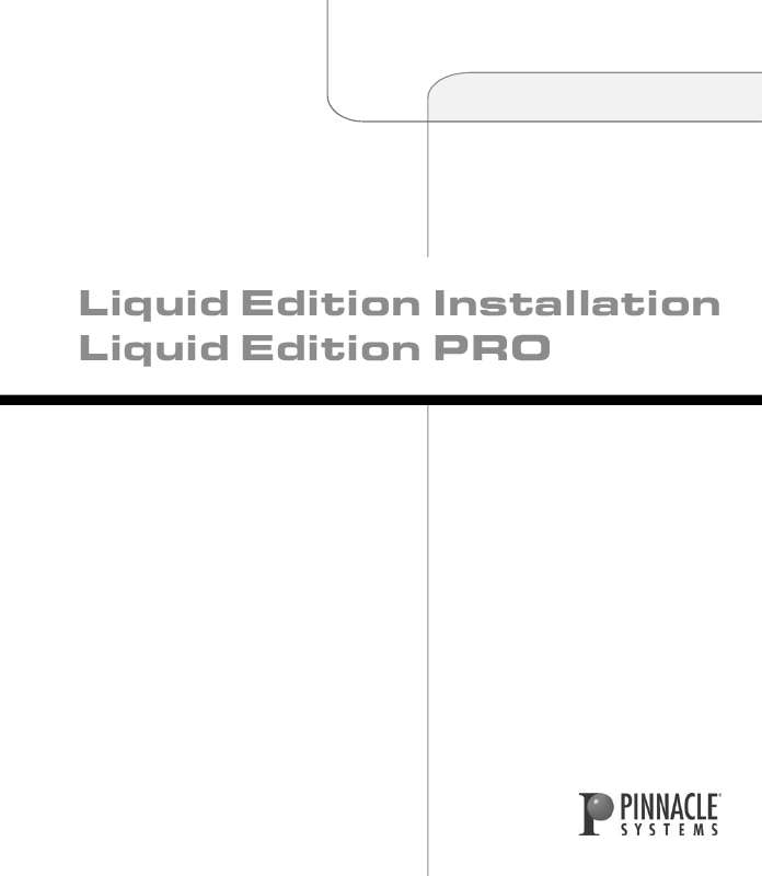 Guide utilisation  PINNACLE LIQUID EDITION PRO  de la marque PINNACLE