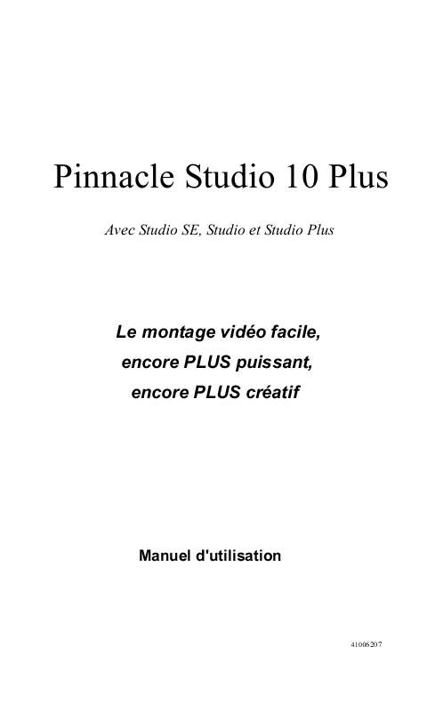 Guide utilisation  PINNACLE STUDIO 10  de la marque PINNACLE