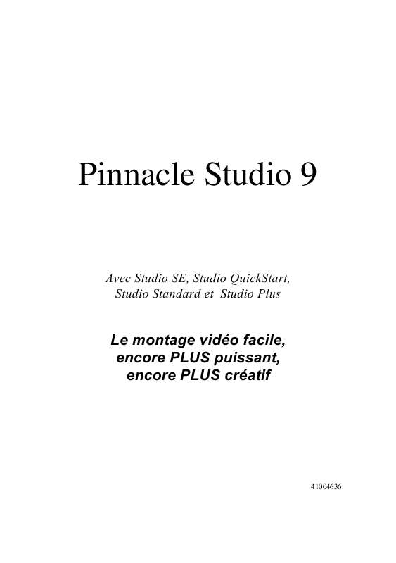 Guide utilisation  PINNACLE STUDIO9  de la marque PINNACLE