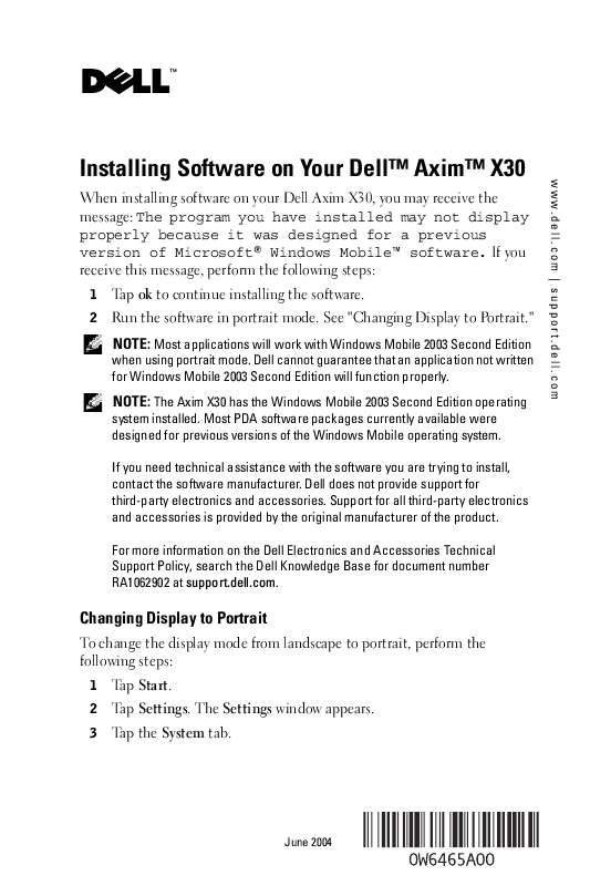 Guide utilisation DELL AXIM X30  de la marque DELL