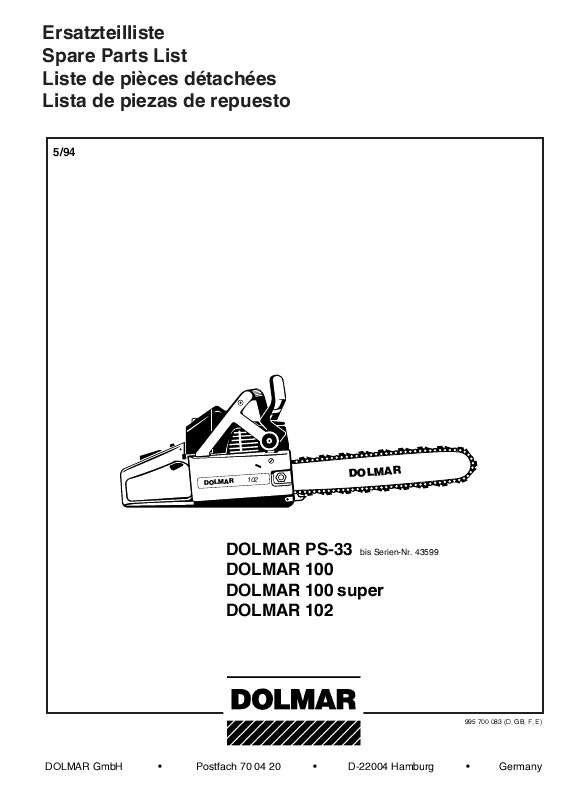 Guide utilisation  DOLMAR 100 SUPER  de la marque DOLMAR
