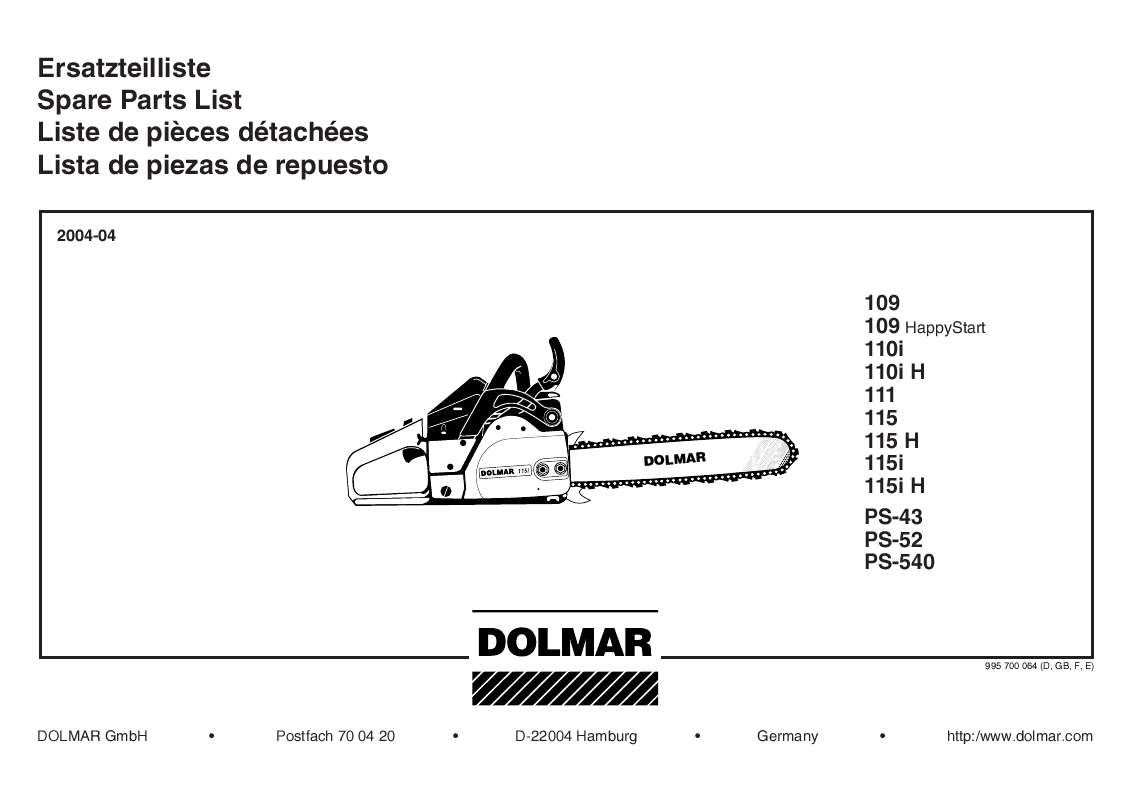 Guide utilisation  DOLMAR 109 HAPPYSTART  de la marque DOLMAR