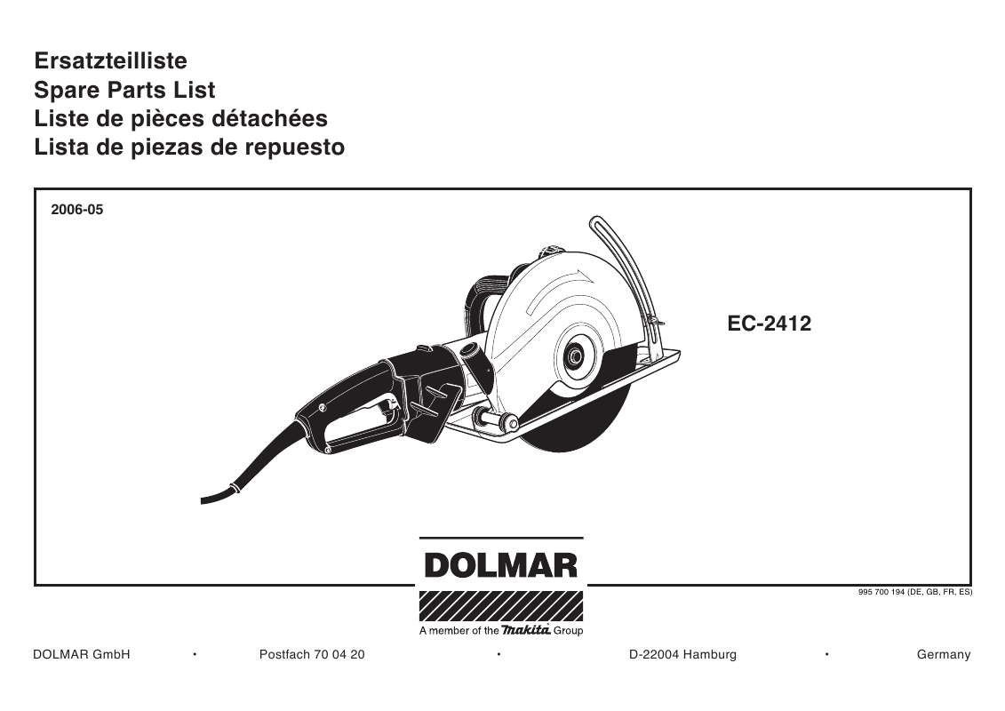 Guide utilisation  DOLMAR EC-2412  de la marque DOLMAR