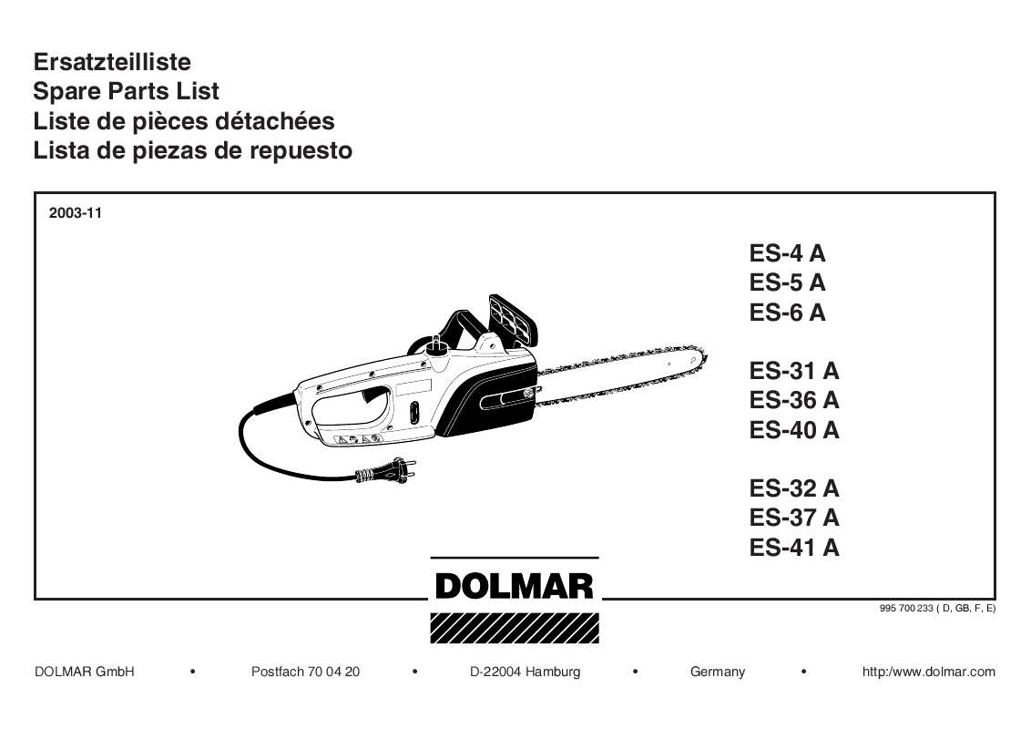 Guide utilisation  DOLMAR ES-31 A  de la marque DOLMAR