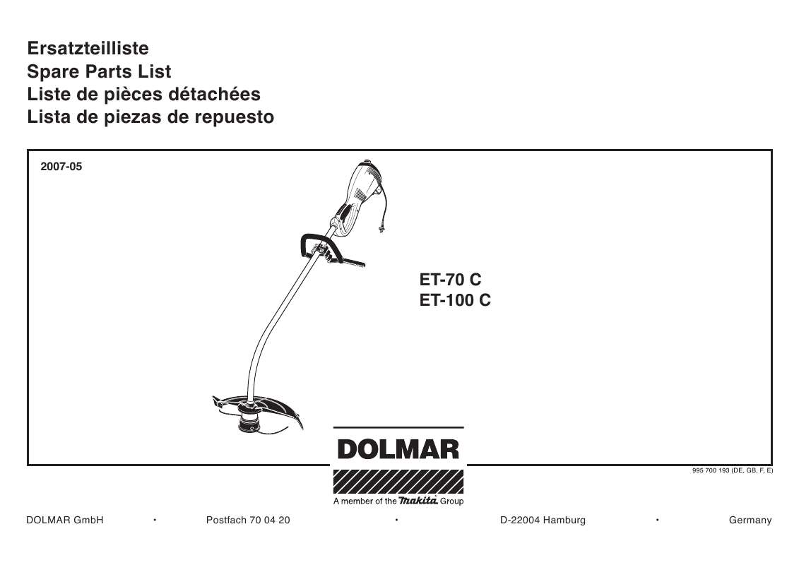 Guide utilisation  DOLMAR ET-100 C  de la marque DOLMAR