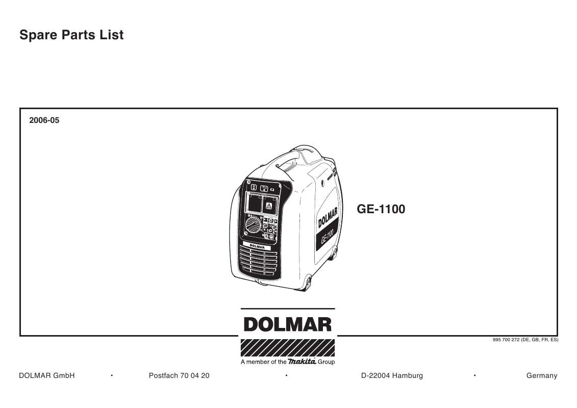 Guide utilisation  DOLMAR GE-1100  de la marque DOLMAR