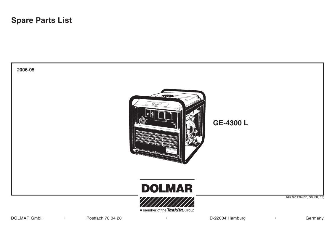 Guide utilisation  DOLMAR GE-4300 L  de la marque DOLMAR