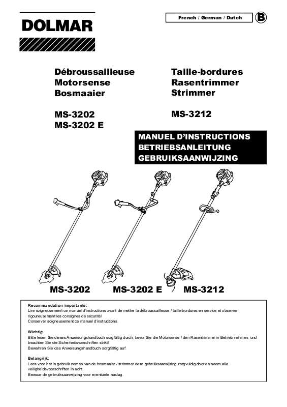 Guide utilisation  DOLMAR MS-3212  de la marque DOLMAR