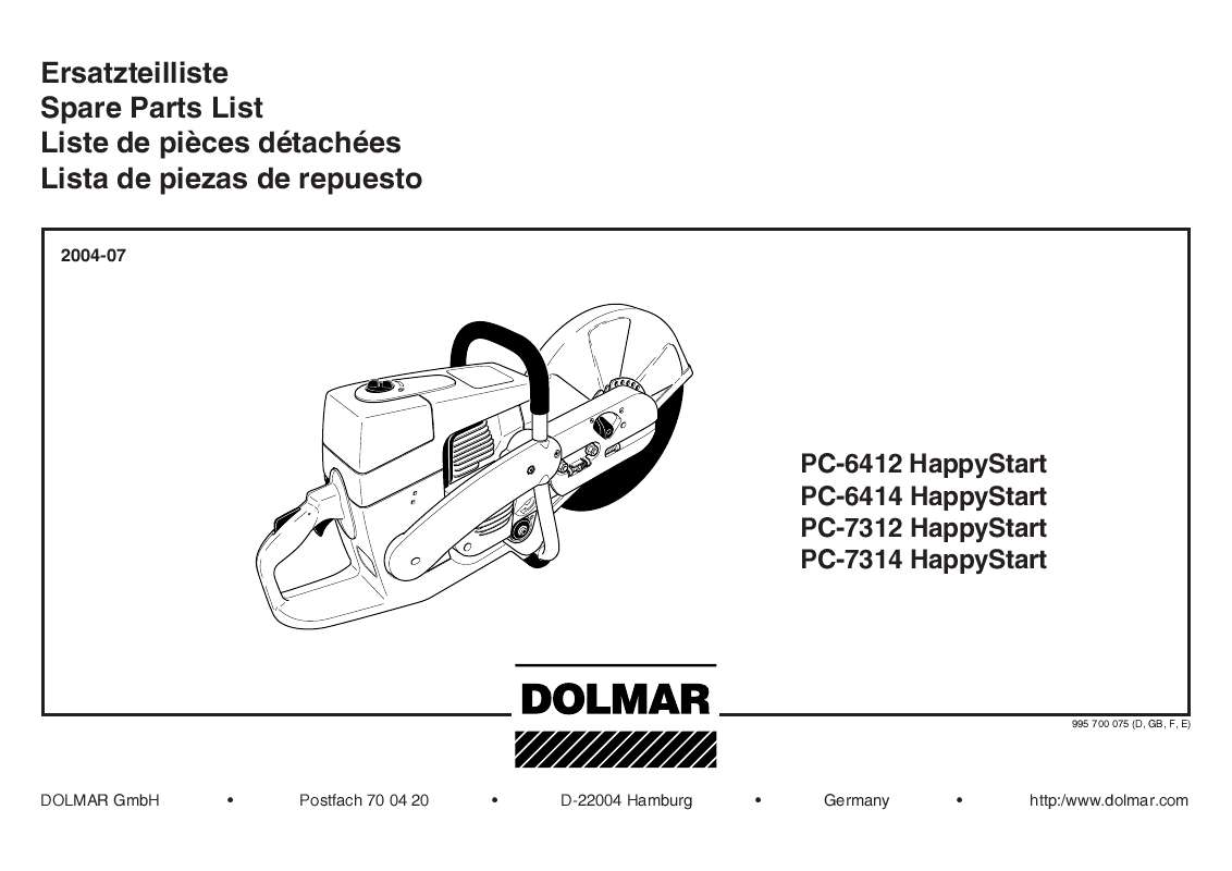 Guide utilisation  DOLMAR PC-7312 HAPPYSTART  de la marque DOLMAR