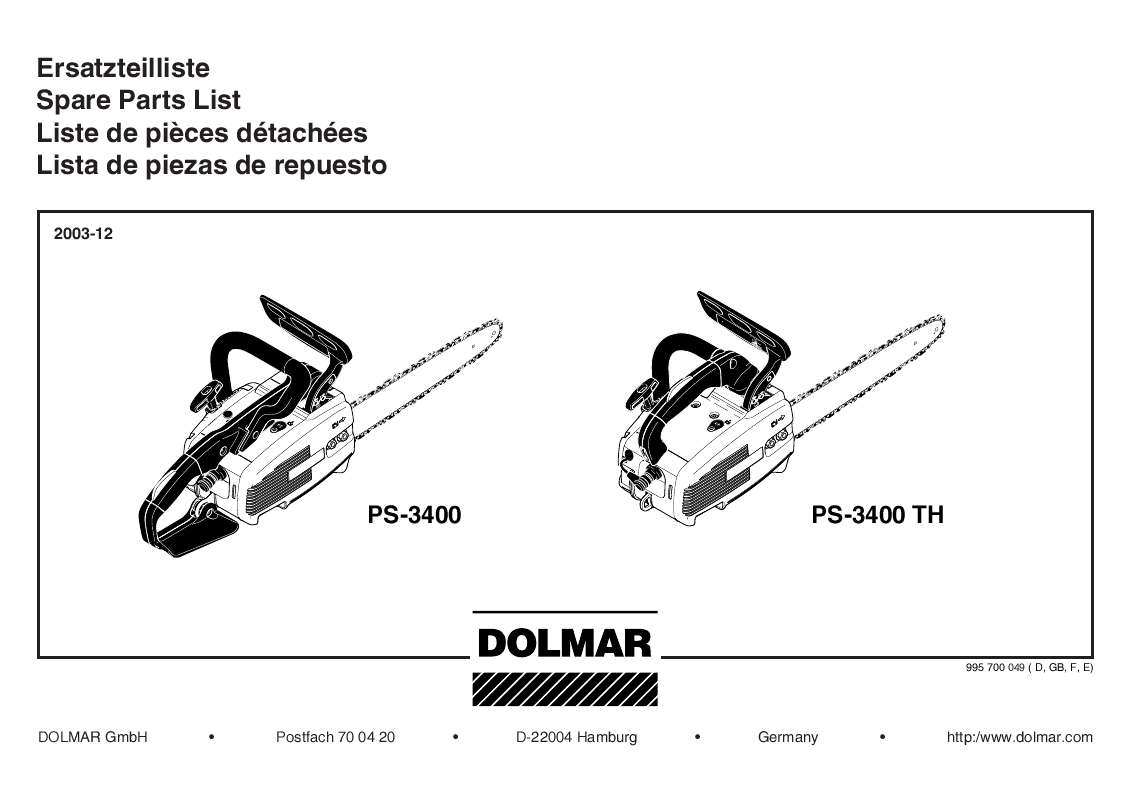 Guide utilisation  DOLMAR PS-3400  de la marque DOLMAR