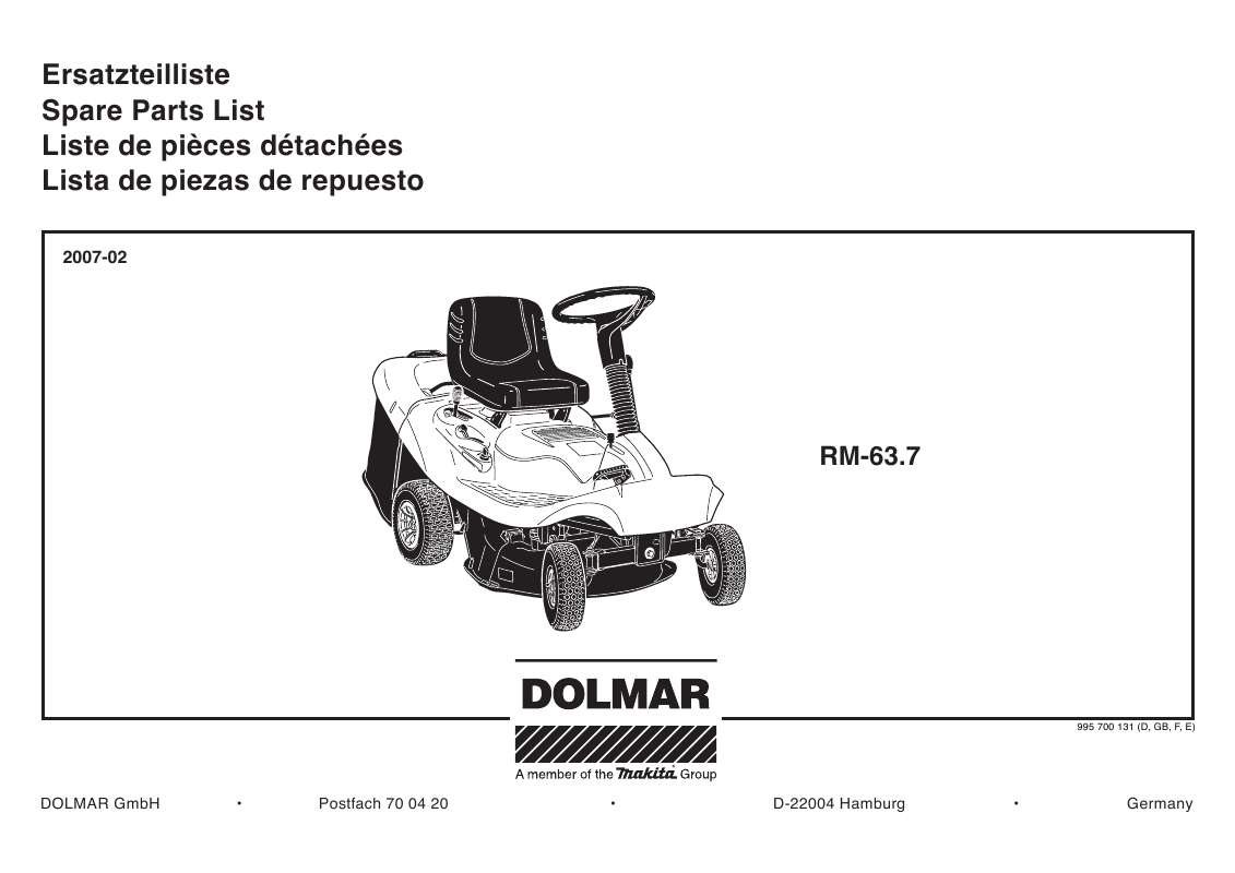 Guide utilisation  DOLMAR RM-63.7  de la marque DOLMAR