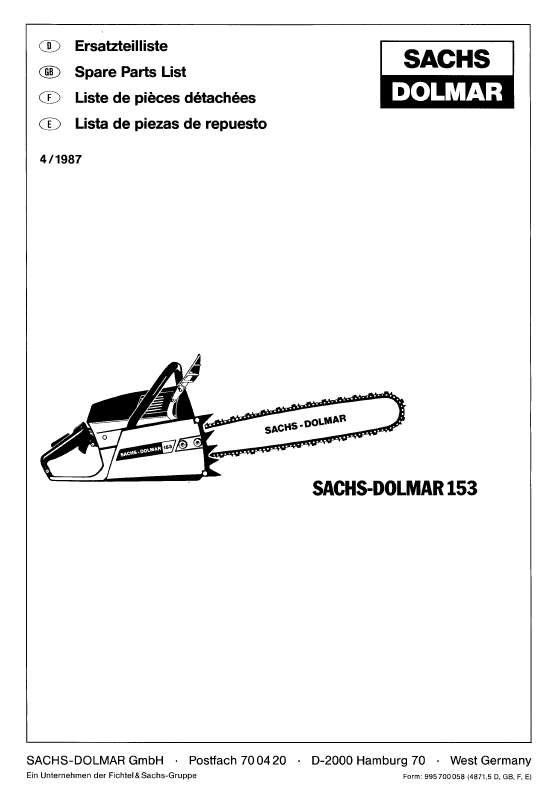 Guide utilisation  DOLMAR SACHS-DOLMAR 153  de la marque DOLMAR