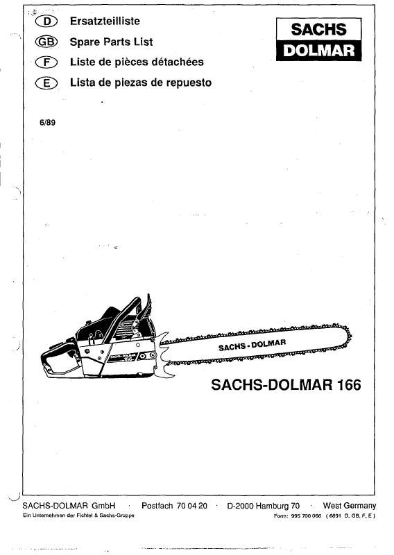 Guide utilisation  DOLMAR SACHS-DOLMAR 166  de la marque DOLMAR