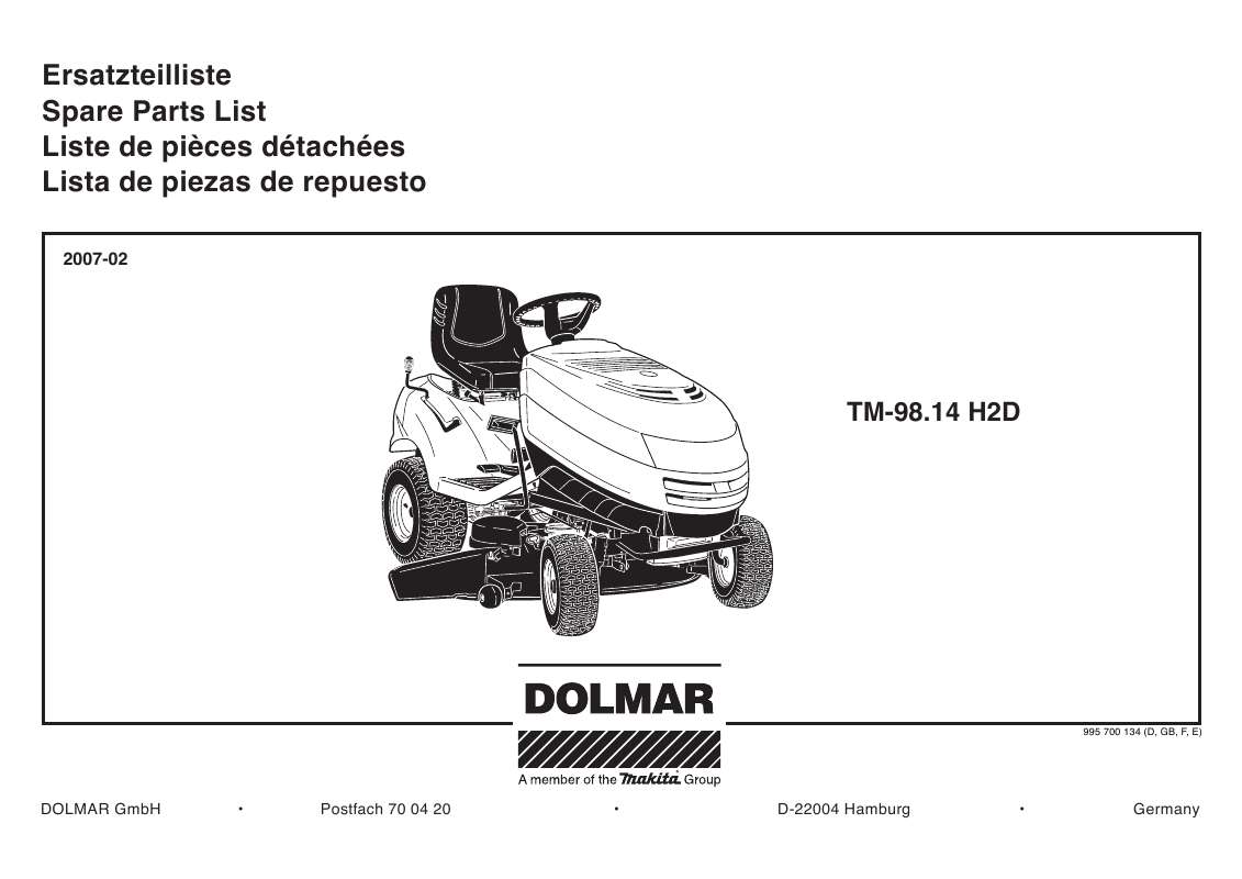 Guide utilisation  DOLMAR TM-98.14 H2D  de la marque DOLMAR
