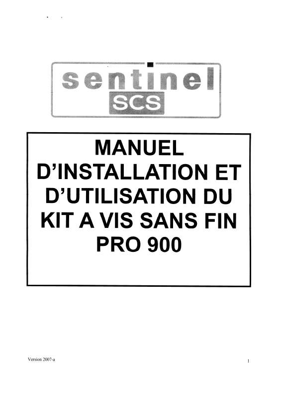 Guide utilisation  SENTINEL SCS KIT PRO 900  de la marque SENTINEL SCS