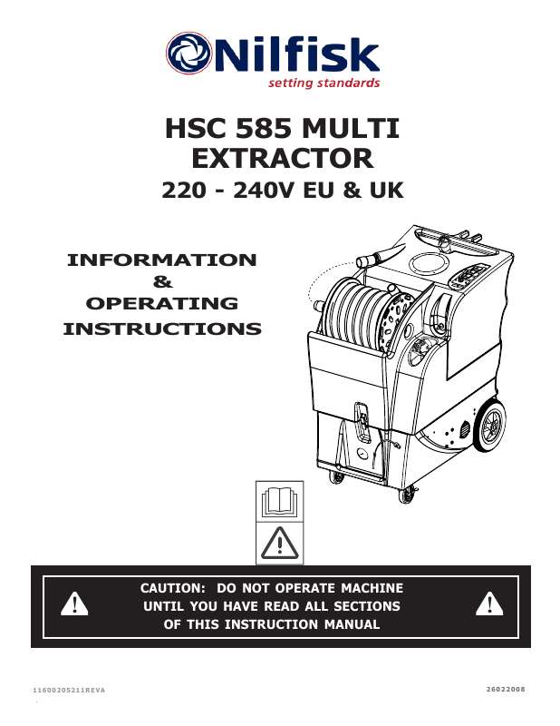 Guide utilisation NILFISK HSC585  de la marque NILFISK