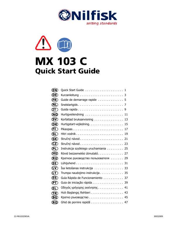 Guide utilisation NILFISK MX 103 C  de la marque NILFISK
